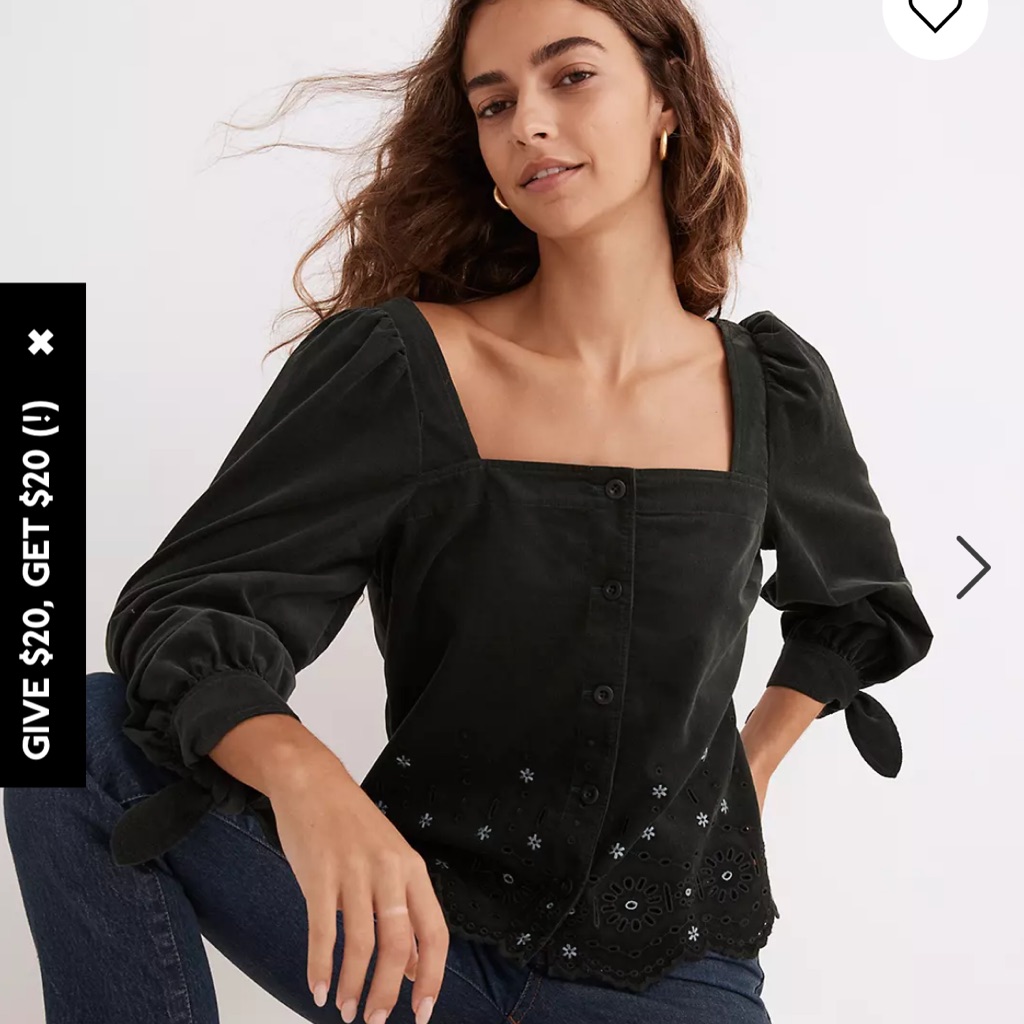 Nwt!! Madewell Corduroy Top
